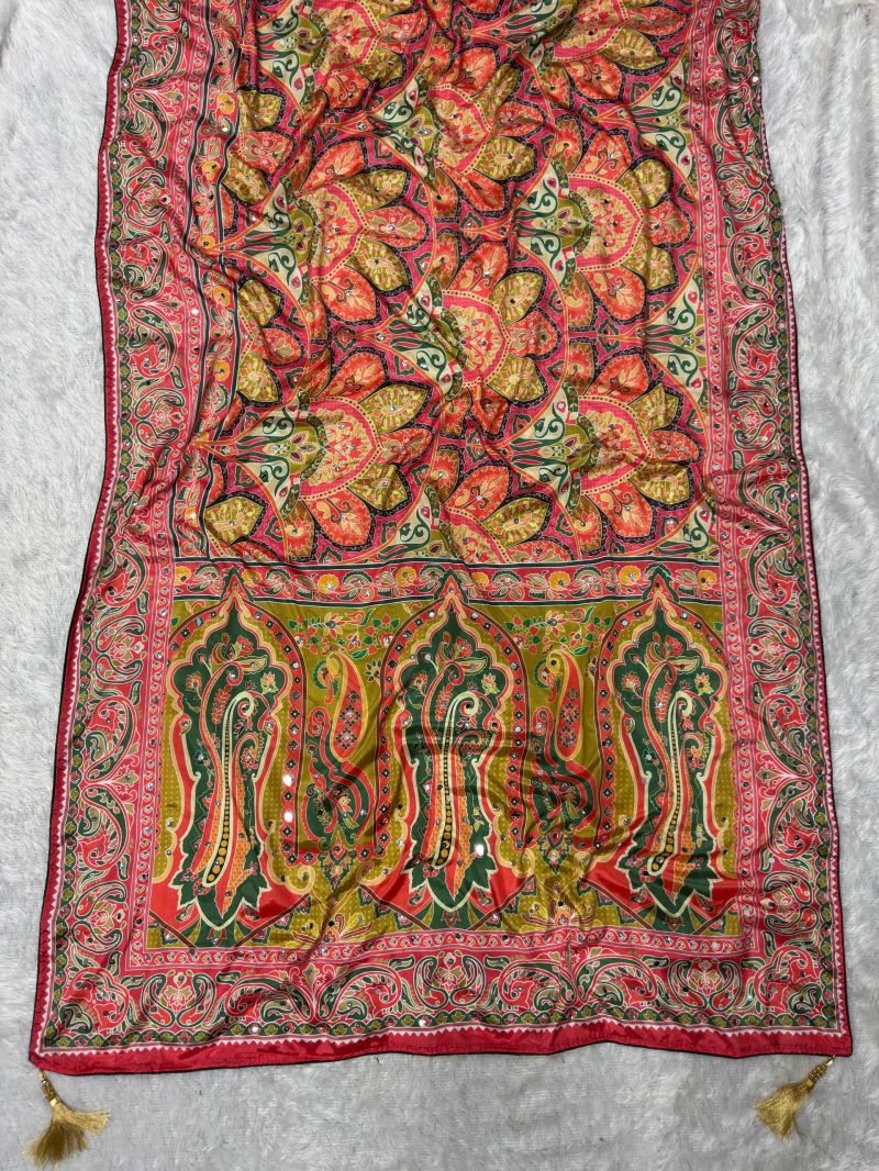 D No 211 By St Heavy Chinon Printed Handworked Saree